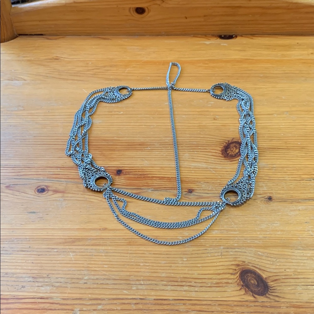 White Gold Plated Crown Head Piece Jewelry Unique One Size